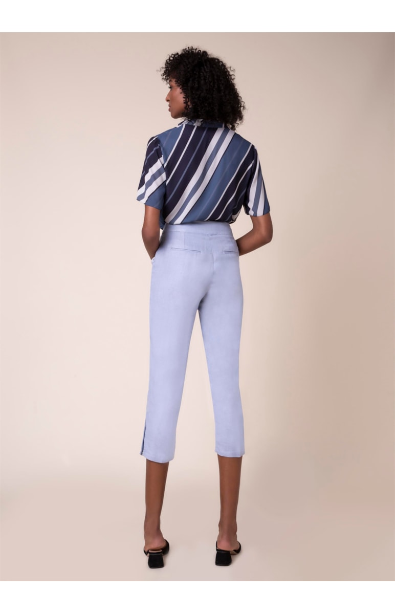 Calça Fenda Botões Azul Claro