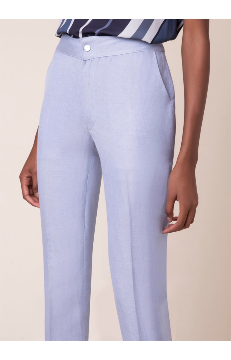 Calça Fenda Botões Azul Claro