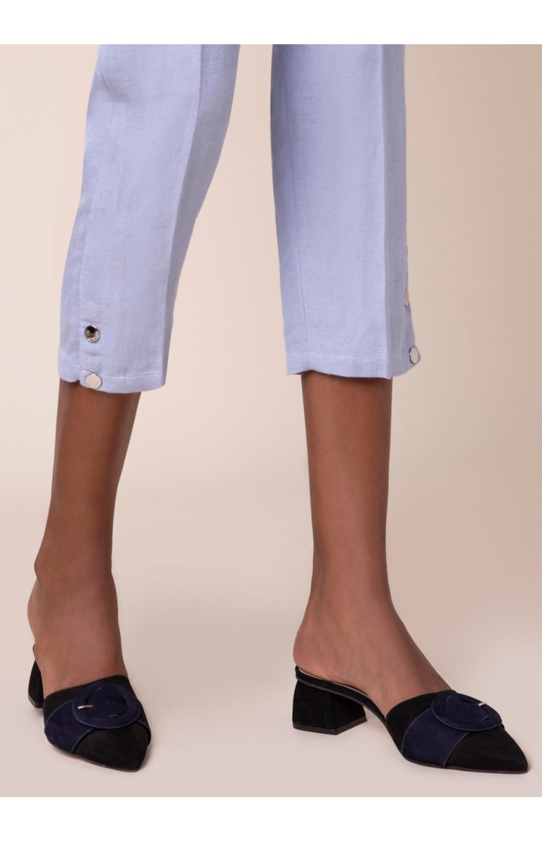 Calça Fenda Botões Azul Claro
