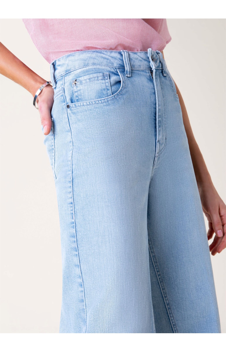 Calça Jeans Blue Wide Leg Full 387- Claro C/ Tank