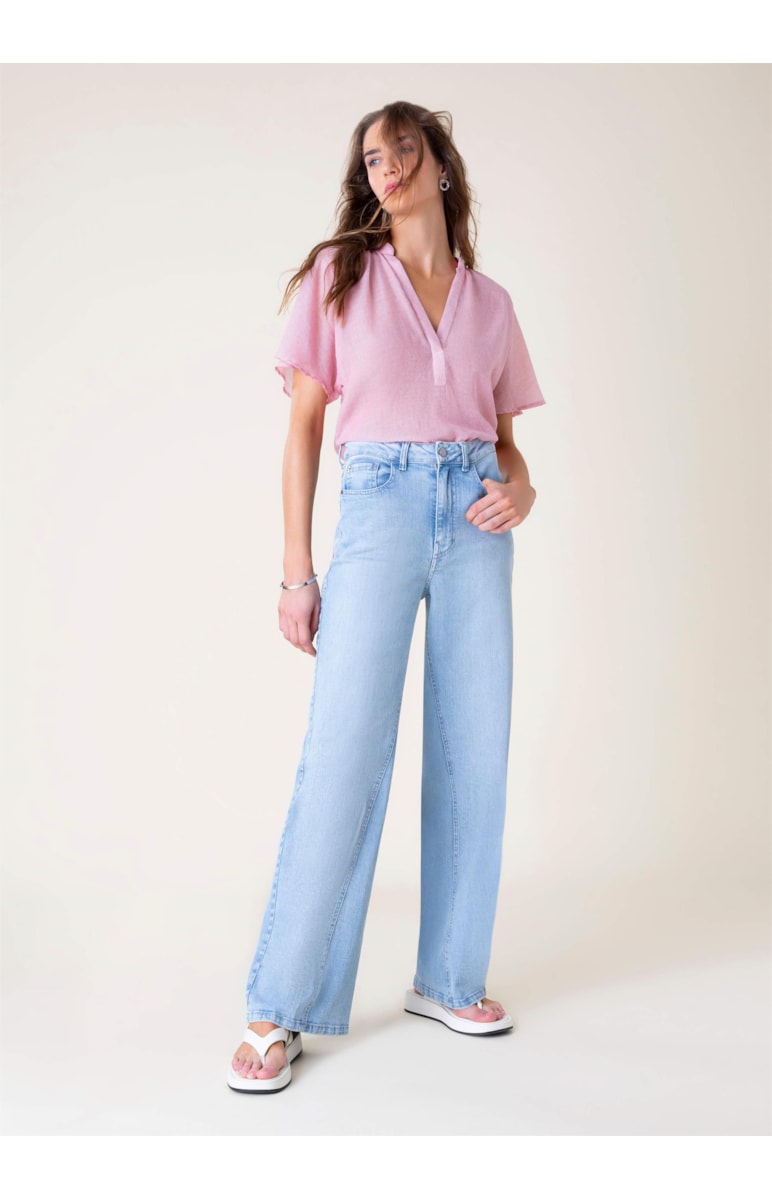 Calça Jeans Blue Wide Leg Full 387- Claro C/ Tank
