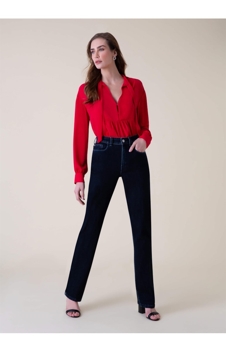 Calça Jeans Dark Forest Reta 374-Lav.Escuro C/Luvinha