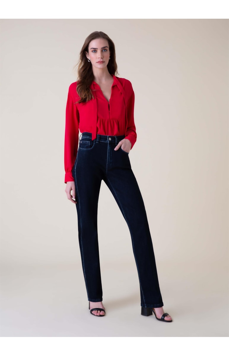 Calça Jeans Dark Forest Reta 374-Lav.Escuro C/Luvinha