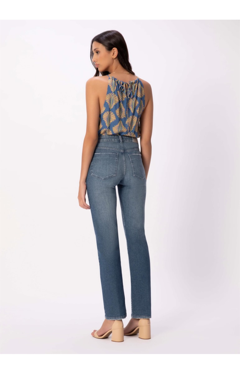 Calça Jeans Dark Indigo Elastic Reta 392-Lav.Medio C/ Tank