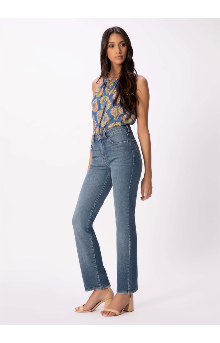 Calça Jeans Dark Indigo Elastic Reta 392-Lav.Medio C/ Tank