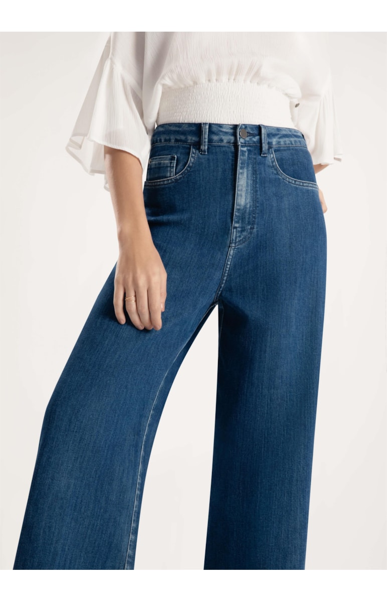 Calça Jeans Dark Wide Leg Full Lavagem Média