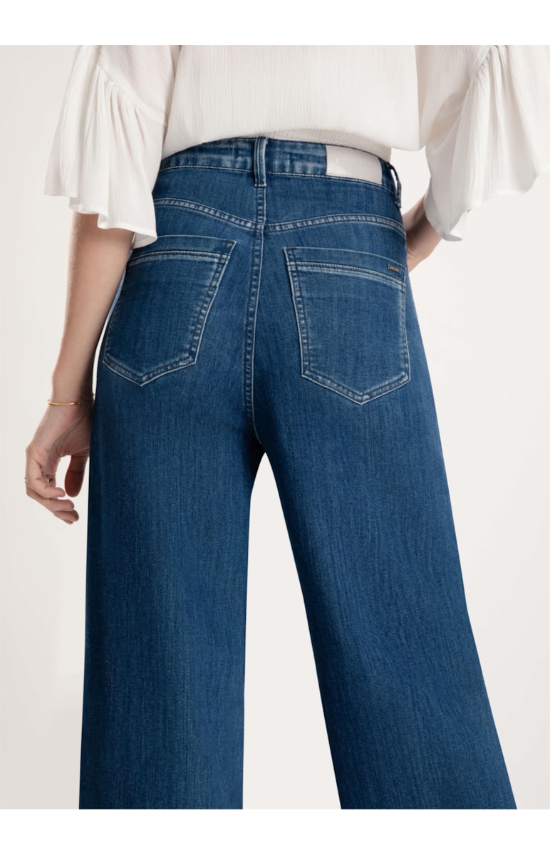 Calça Jeans Dark Wide Leg Full Lavagem Média
