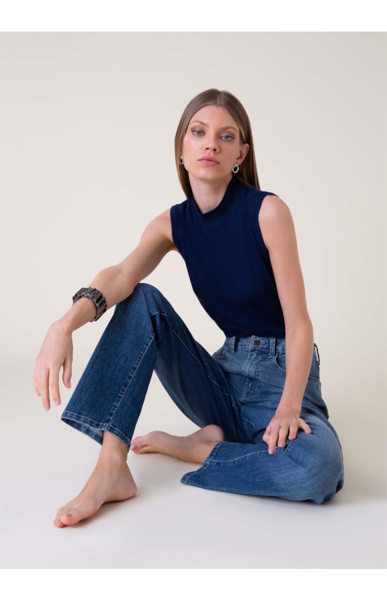 Calça Jeans Deep Blue Reta 377 Lav.Medio C/ Degrade