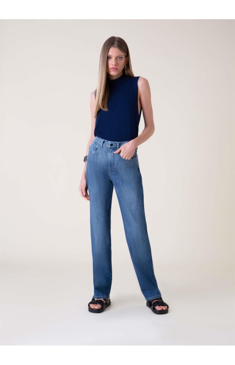 Calça Jeans Deep Blue Reta 377 Lav.Medio C/ Degrade
