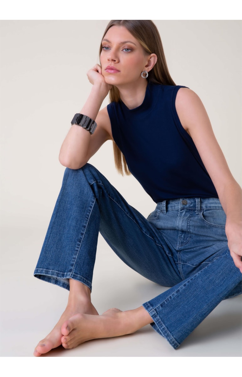 Calça Jeans Deep Blue Reta 377 Lav.Medio C/ Degrade