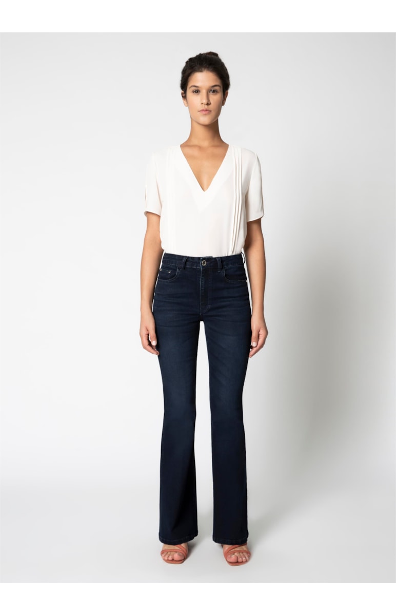 Calça Jeans Deep Sea Elastic Flare B-206 Lav.Escuro C/ 3d