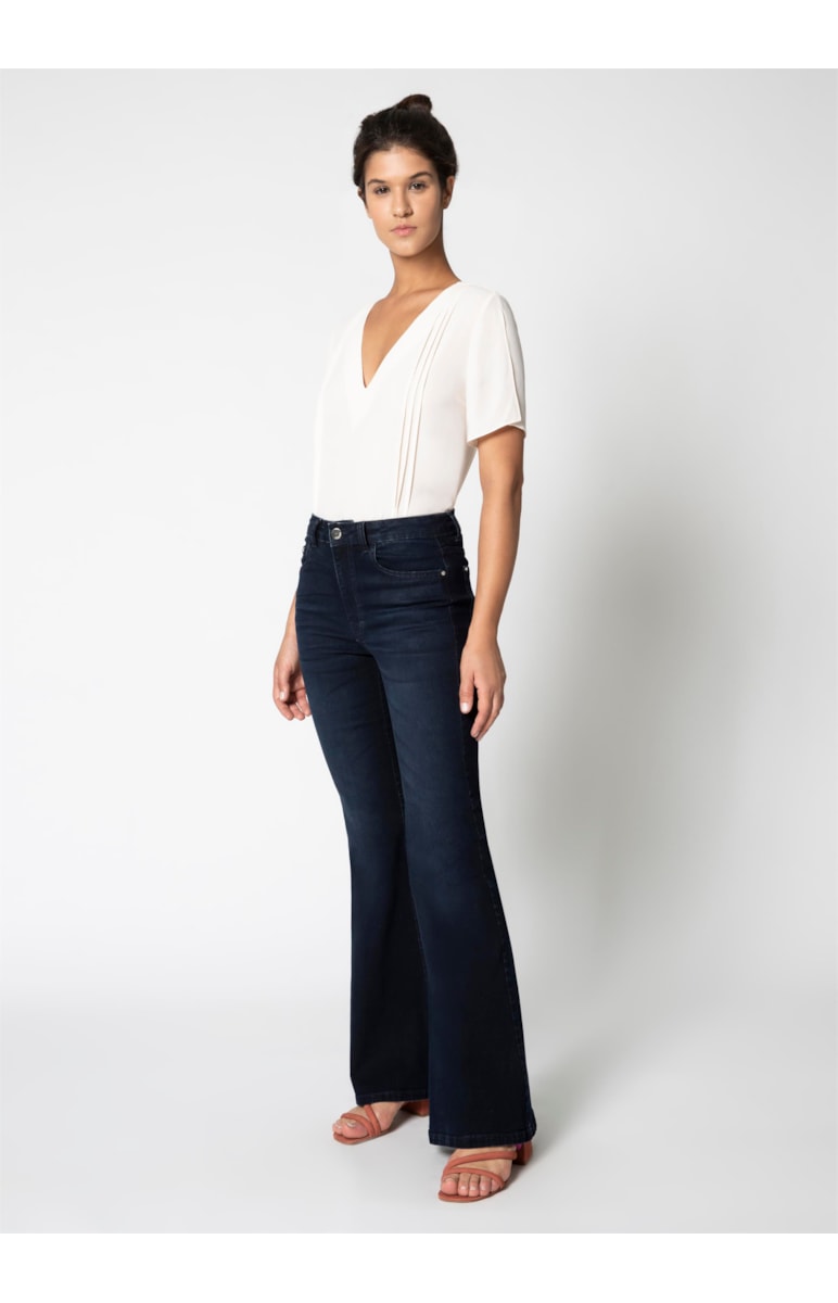 Calça Jeans Deep Sea Elastic Flare B-206 Lav.Escuro C/ 3d