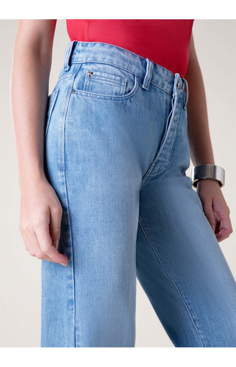 Calça Jeans Denim Reta Lavagem Média