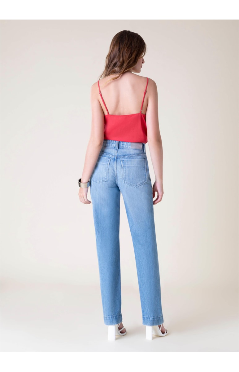 Calça Jeans Denim Reta Lavagem Média