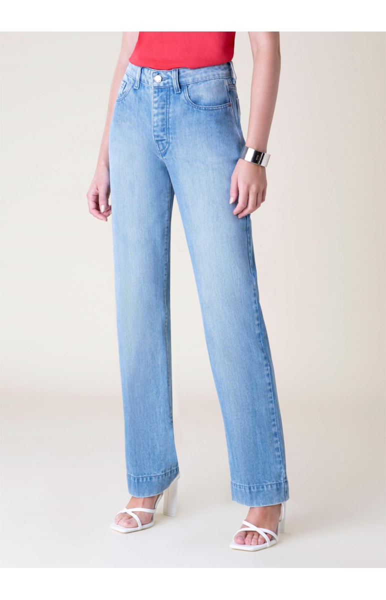 Calça Jeans Denim Reta Lavagem Média