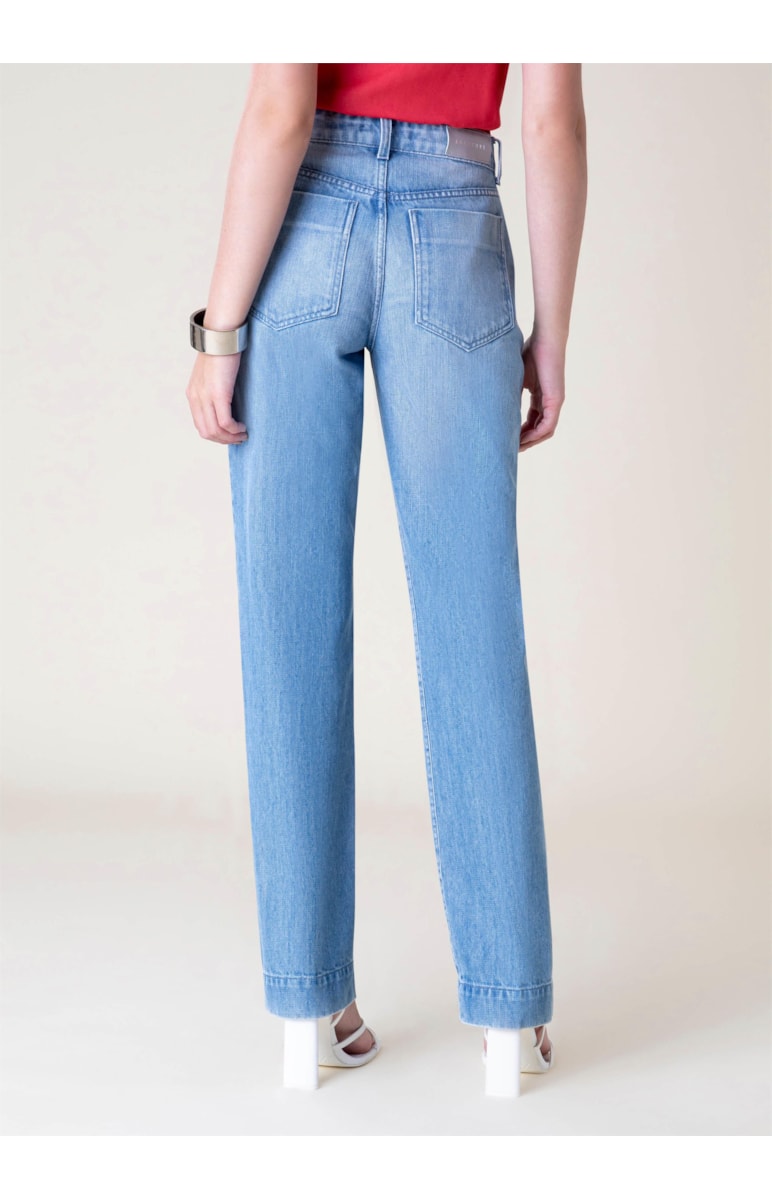 Calça Jeans Denim Reta Lavagem Média