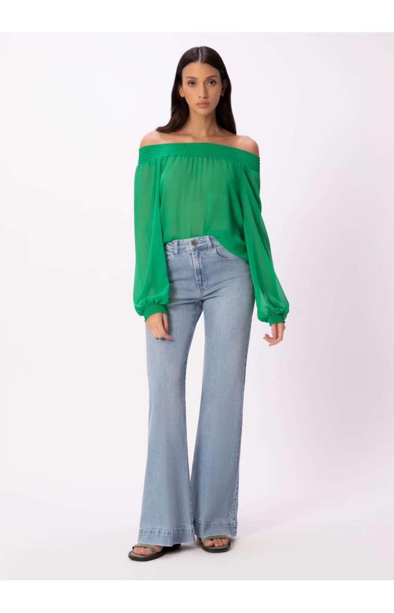 Calça Jeans Hi Comfort Stretch Flare 388 Lav. Claro C/ Used