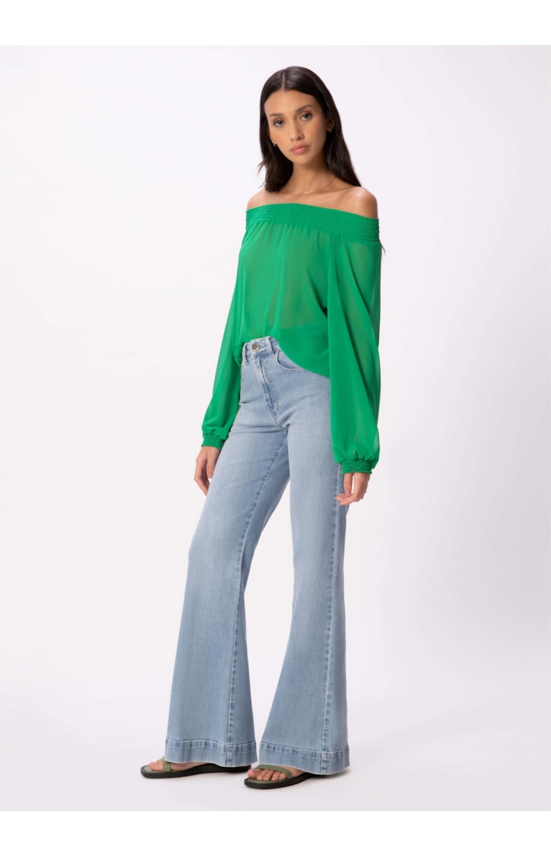 Calça Jeans Hi Comfort Stretch Flare 388 Lav. Claro C/ Used