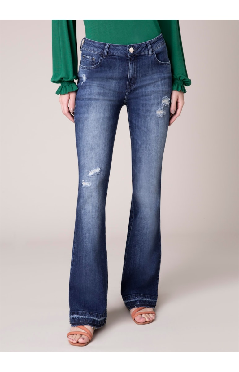 Calça Jeans High Comfort Jully Flare B-224 Lav.Medio C/ Tank