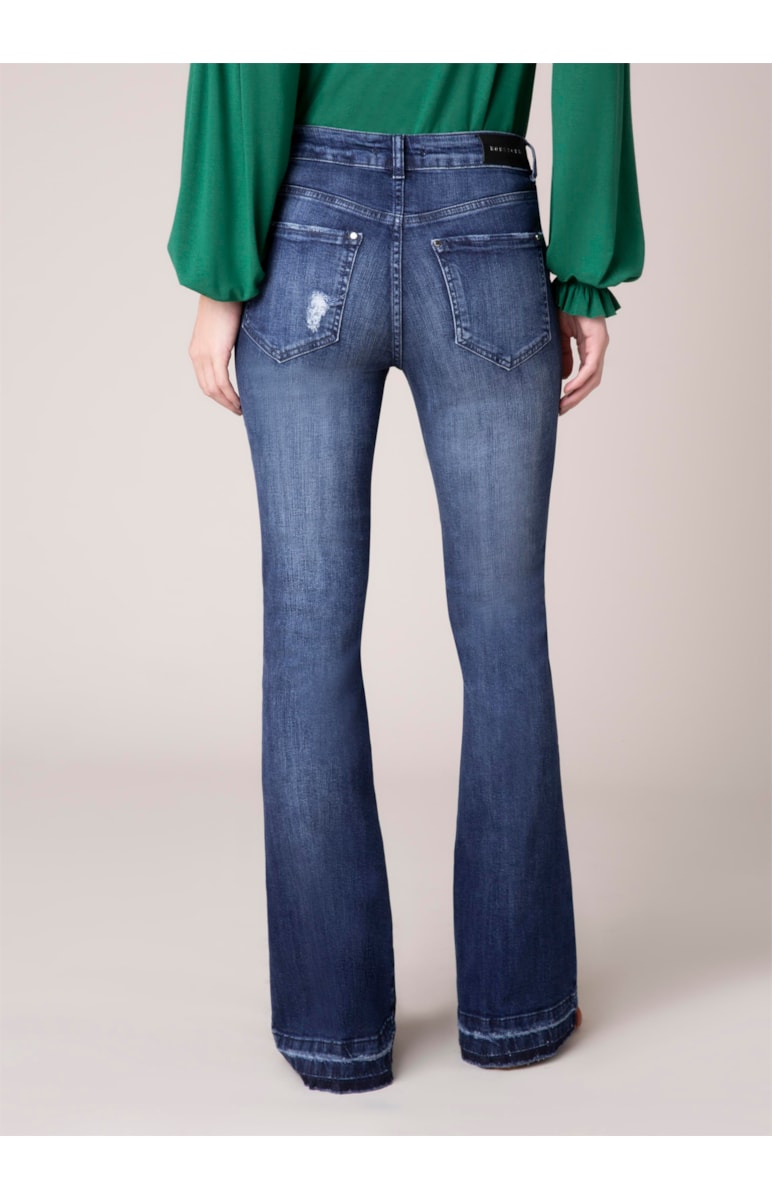 Calça Jeans High Comfort Jully Flare B-224 Lav.Medio C/ Tank