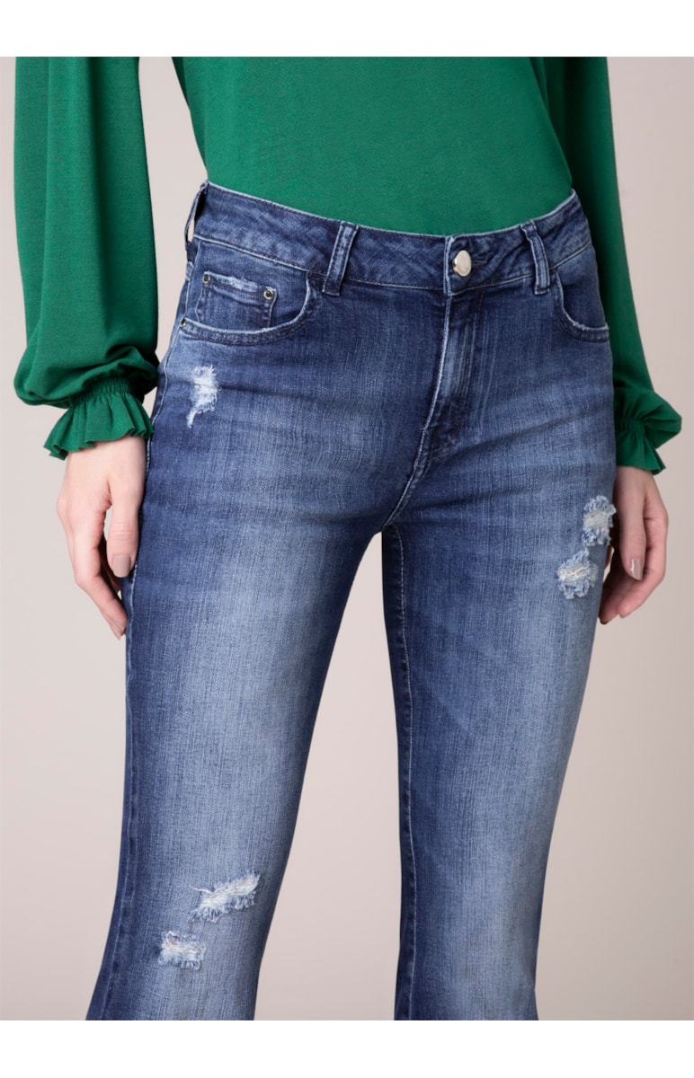 Calça Jeans High Comfort Jully Flare B-224 Lav.Medio C/ Tank