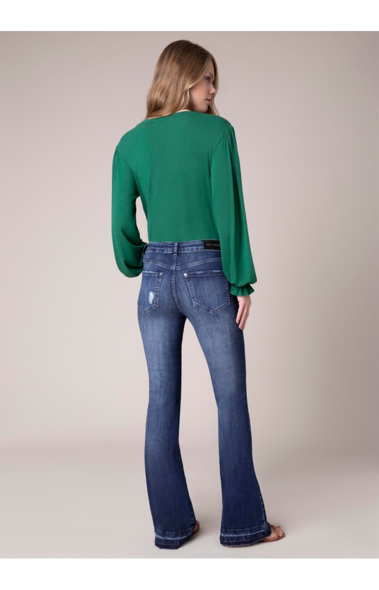 Calça Jeans High Comfort Jully Flare B-224 Lav.Medio C/ Tank