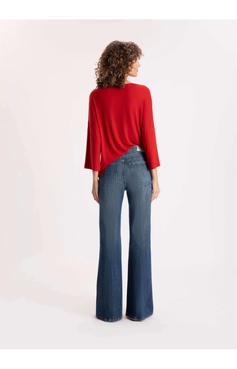 Calça Jeans High Comfort Stretch Flare Lavagem Média