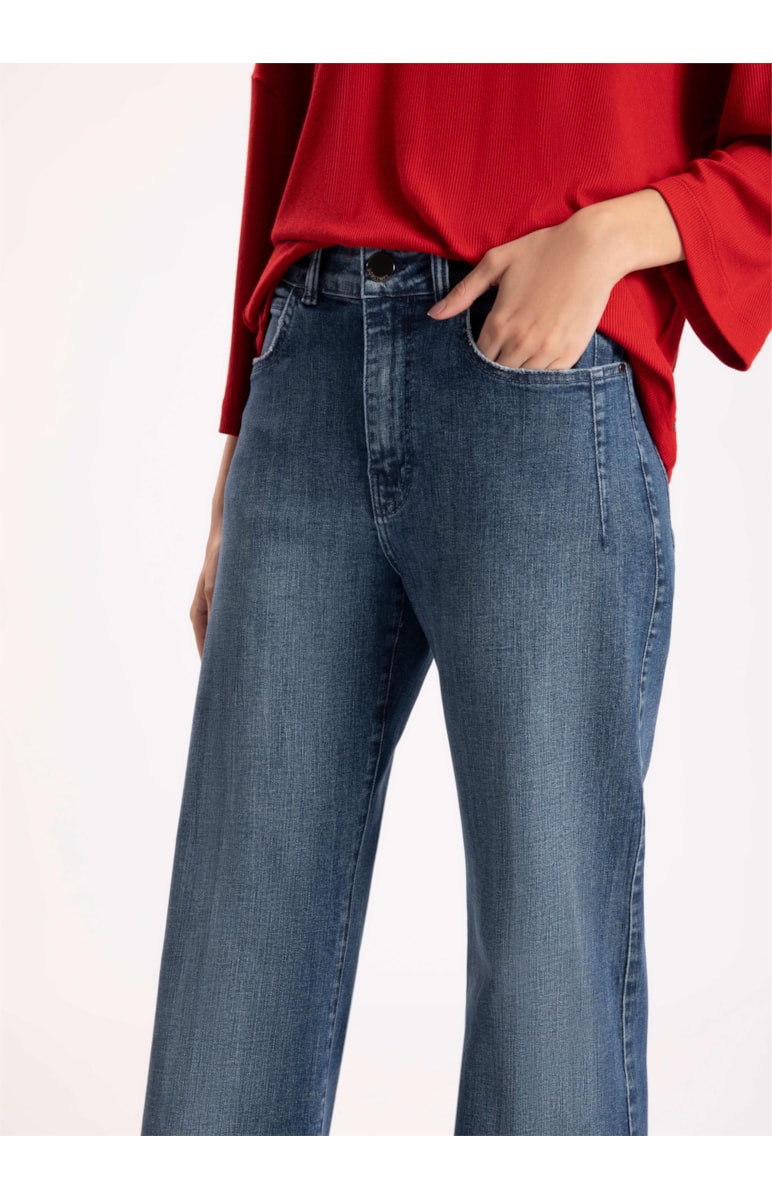 Calça Jeans High Comfort Stretch Flare Lavagem Média