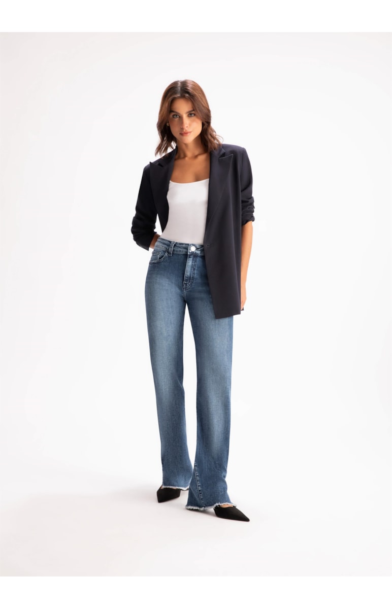 Calça Jeans High Comfort Stretch Reta 401-Lav.Medio C/ Used