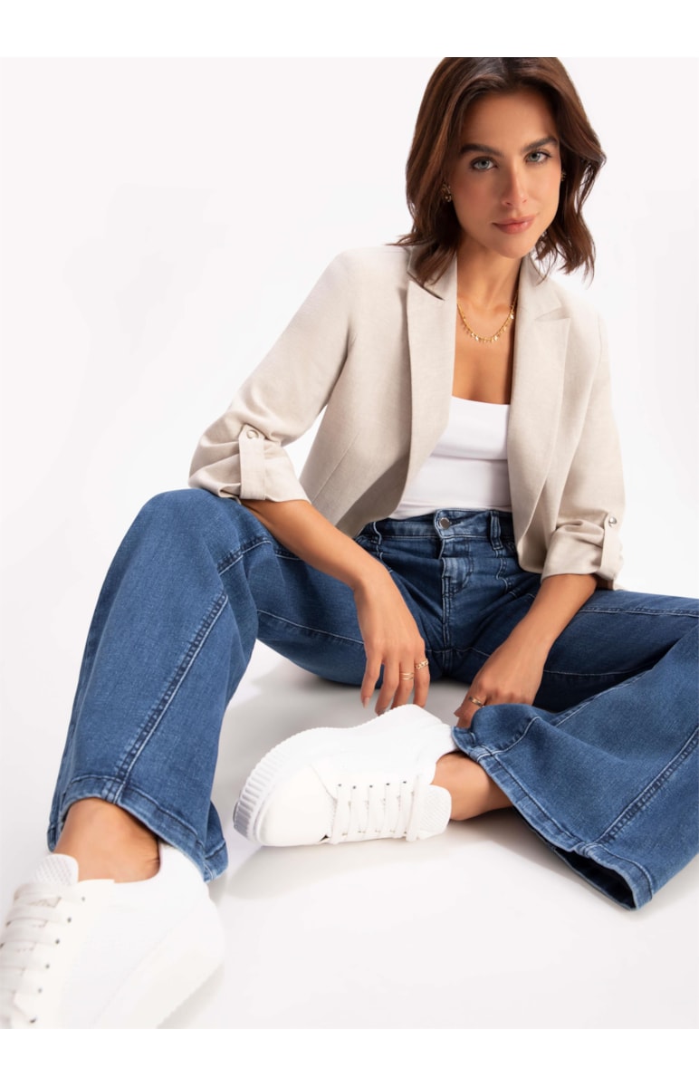 Calça Jeans High Comfort Super Flare Lavagem Média