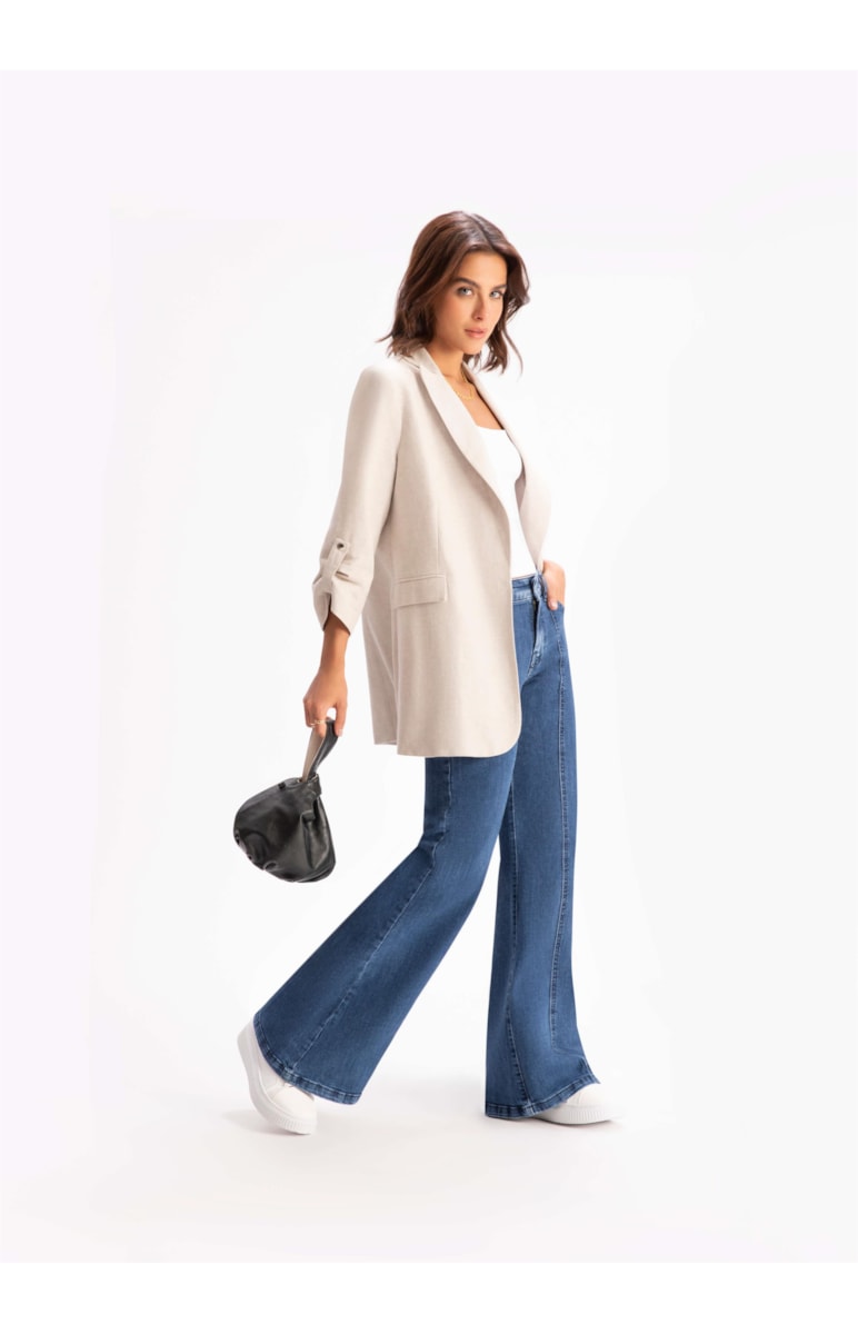 Calça Jeans High Comfort Super Flare Lavagem Média