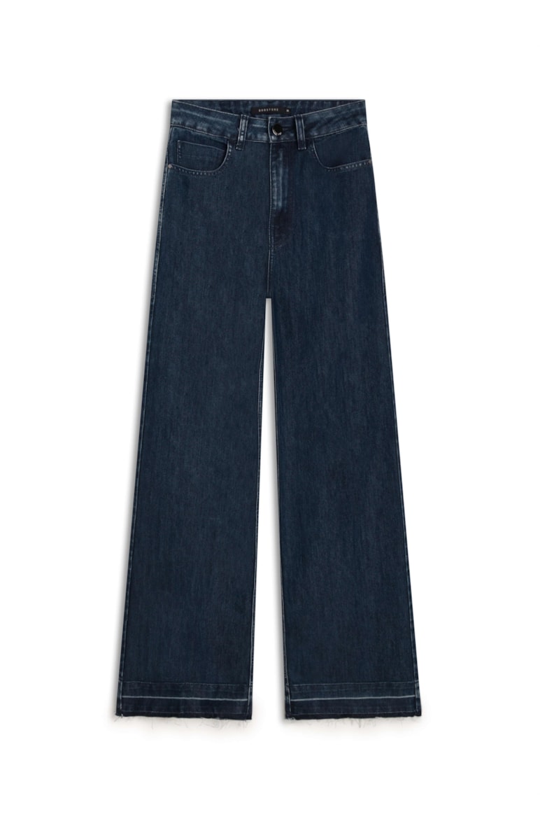 Calça Jeans High Comfort Wide Leg 391 - Lav. Escuro C/ Sky