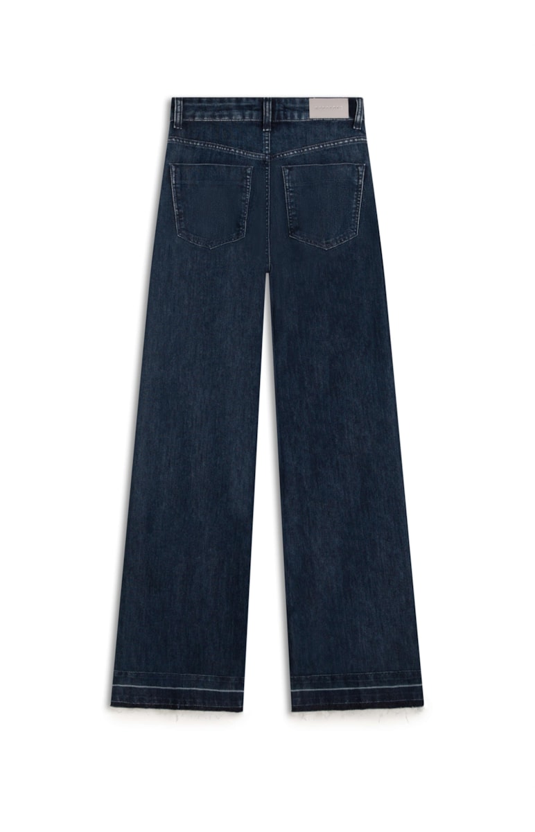 Calça Jeans High Comfort Wide Leg 391 - Lav. Escuro C/ Sky
