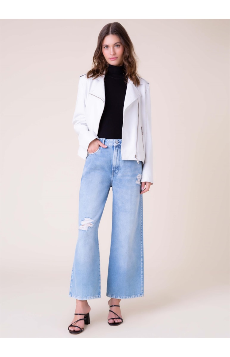 Calça Jeans Light Blue Wide Leg 354-Lav.Claro C/ Used