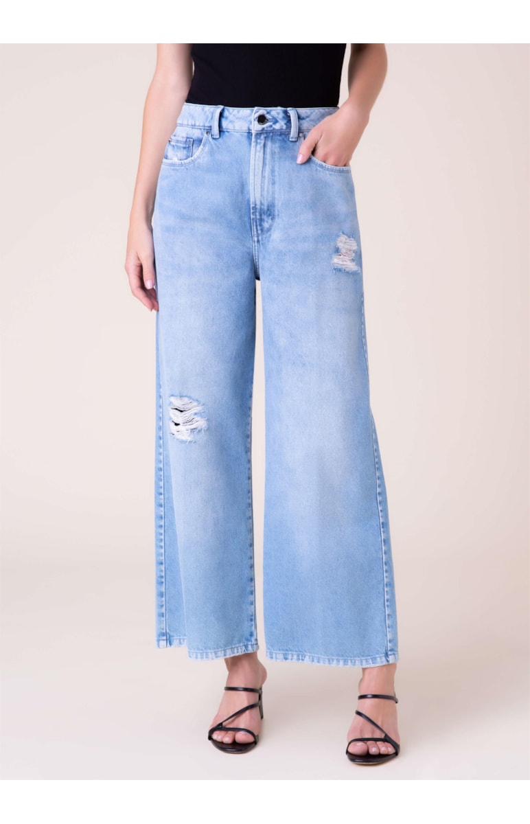 Calça Jeans Light Blue Wide Leg 354-Lav.Claro C/ Used