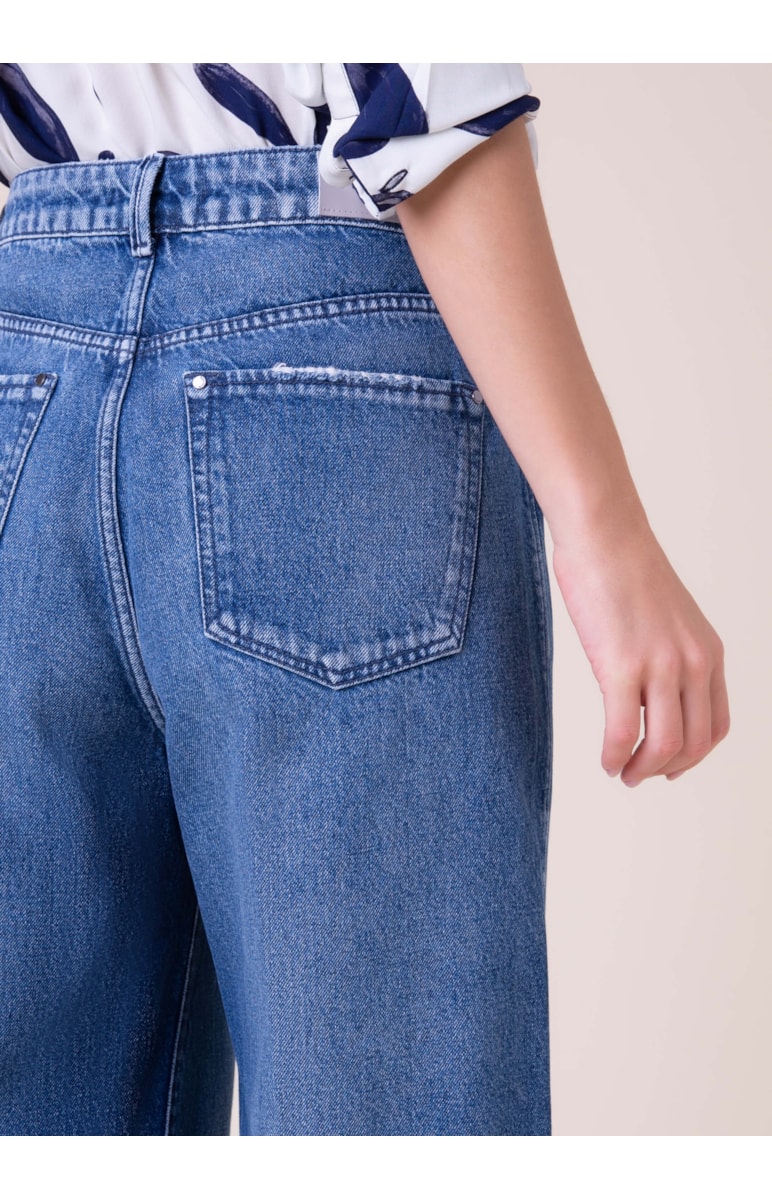 Calça Jeans Light Blue Wide Leg Lavagem Média