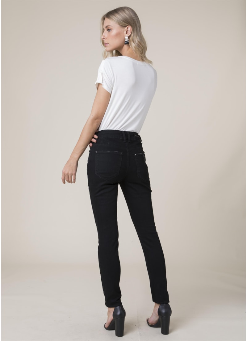 Calça Jeans Marie Skinny Bordado B-144 Lav.Escuro C/Rebolo
