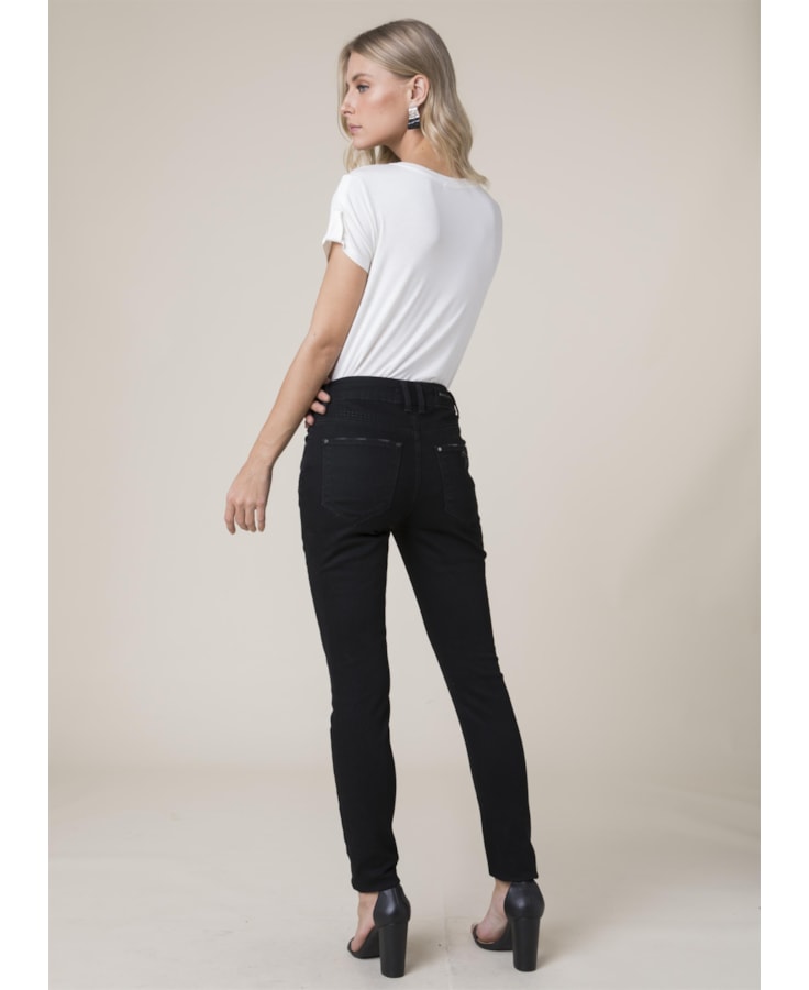 Calça Jeans Marie Skinny Bordado B-144 Lav.Escuro C/Rebolo