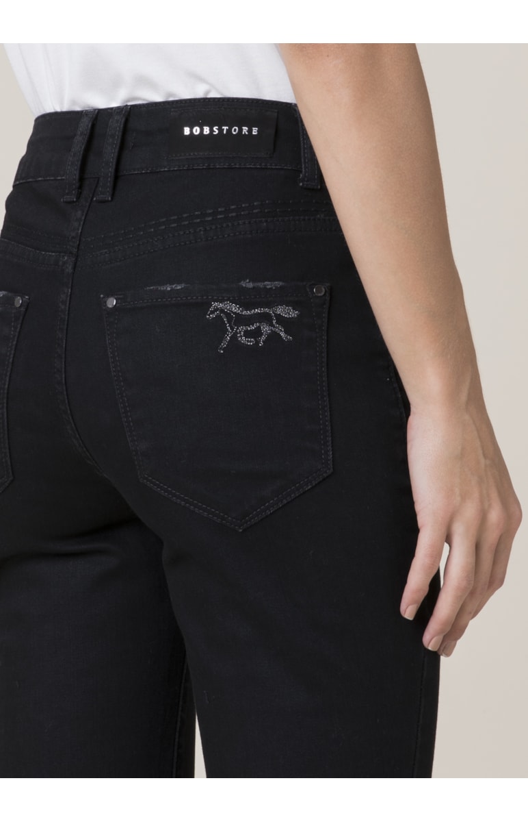 Calça Jeans Marie Skinny Bordado B-144 Lav.Escuro C/Rebolo