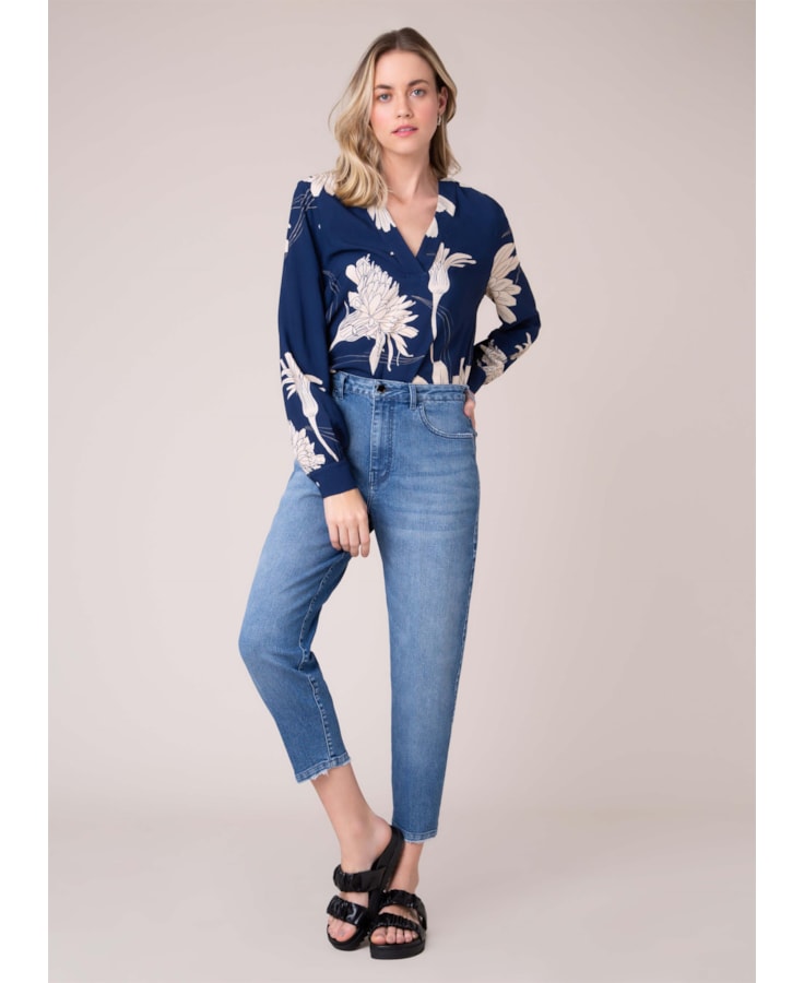 Calça Jeans Overcast Elastic Baggy Lavagem Média