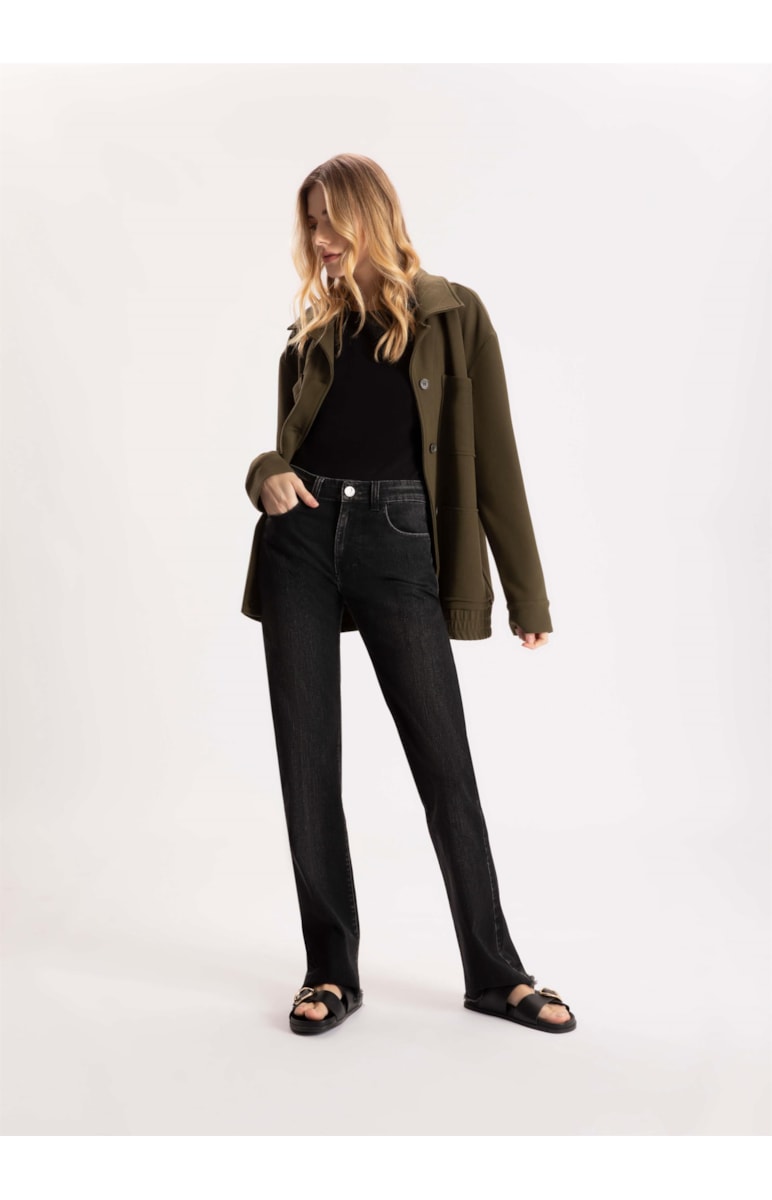 Calça Jeans Reta Intense Black Lavagem Escura