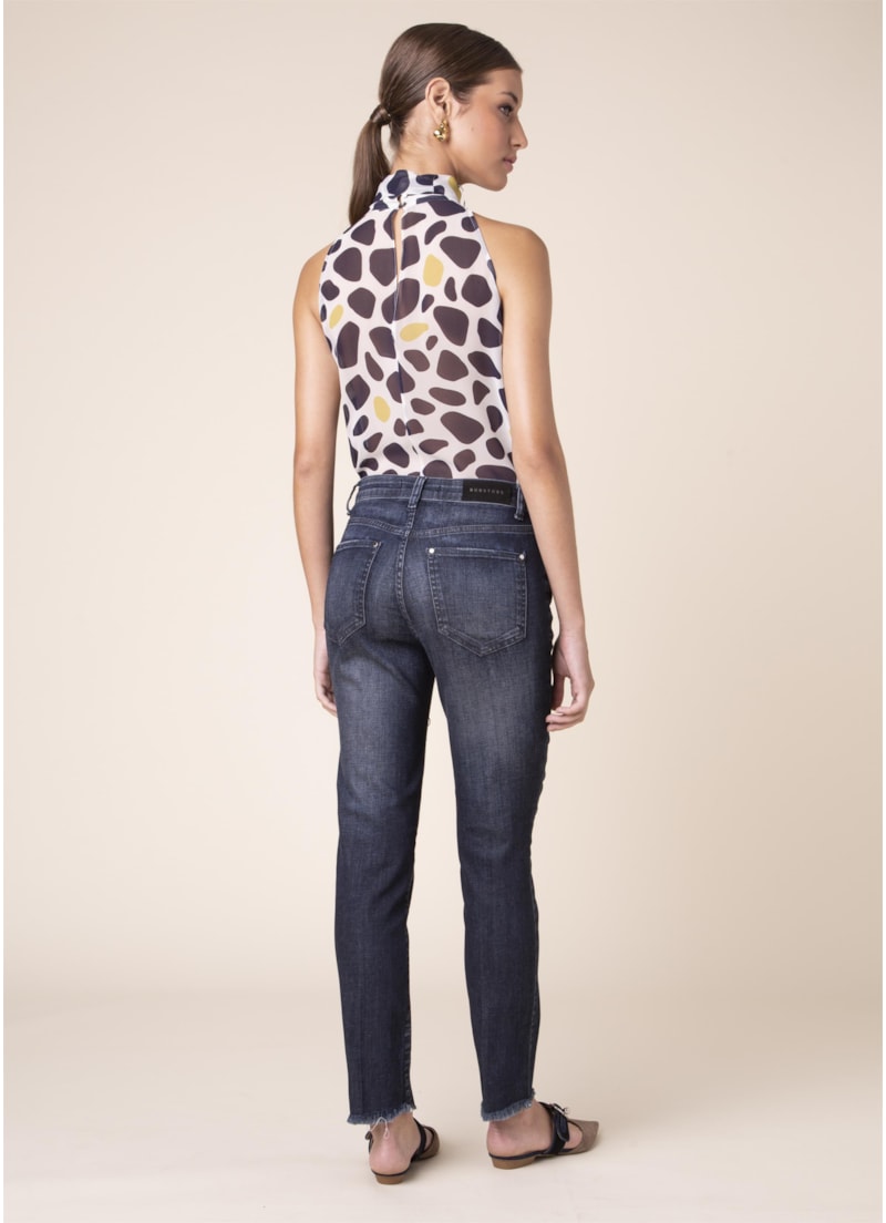 Calça Jeans Sofia Cigarrete B-218-Lav.Escuro C/Puidos
