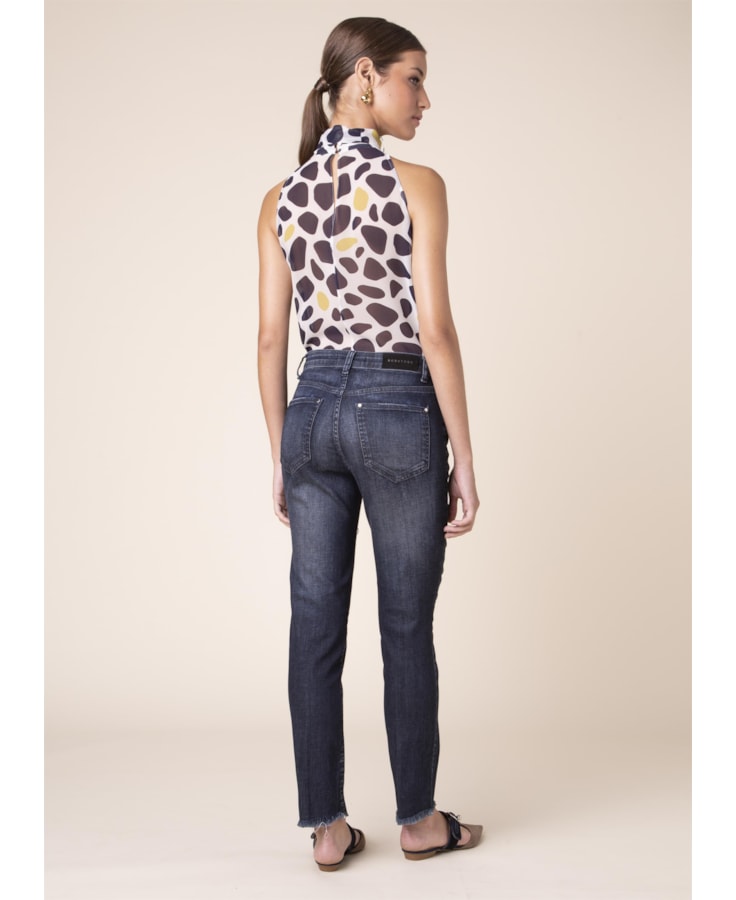 Calça Jeans Sofia Cigarrete B-218-Lav.Escuro C/Puidos