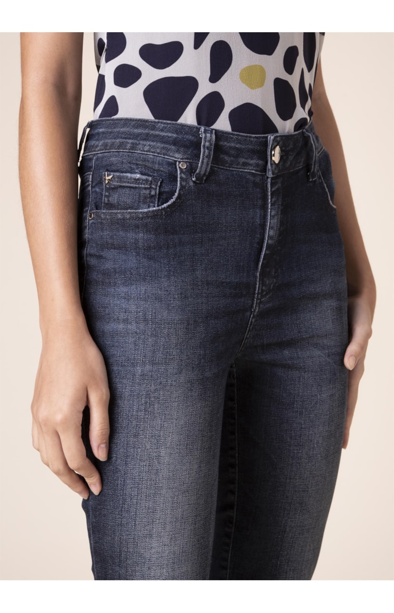 Calça Jeans Sofia Cigarrete B-218-Lav.Escuro C/Puidos
