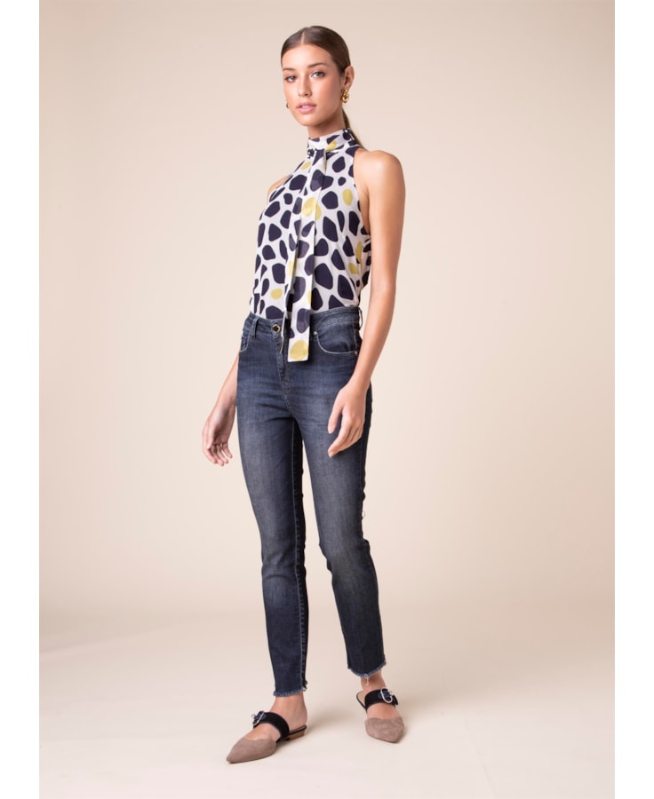 Calça Jeans Sofia Cigarrete B-218-Lav.Escuro C/Puidos