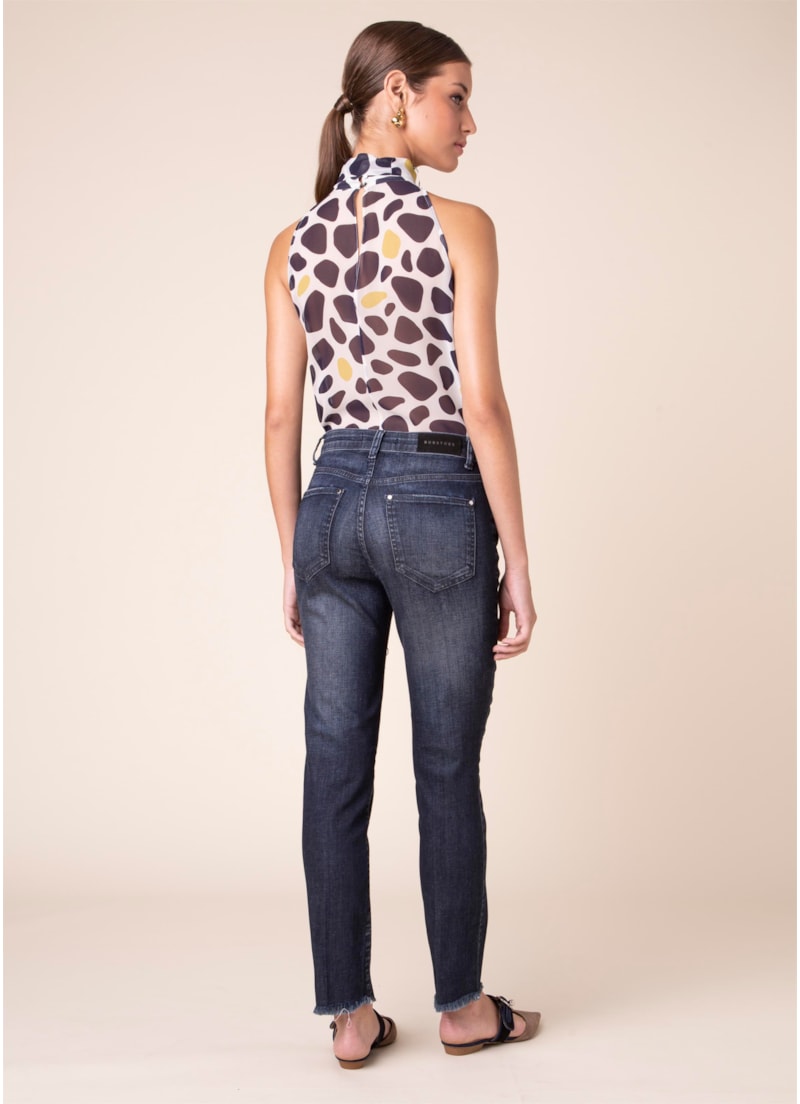 Calça Jeans Sofia Cigarrete B-218-Lav.Escuro C/Puidos