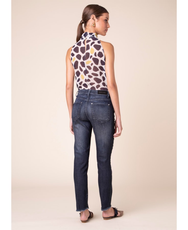 Calça Jeans Sofia Cigarrete B-218-Lav.Escuro C/Puidos