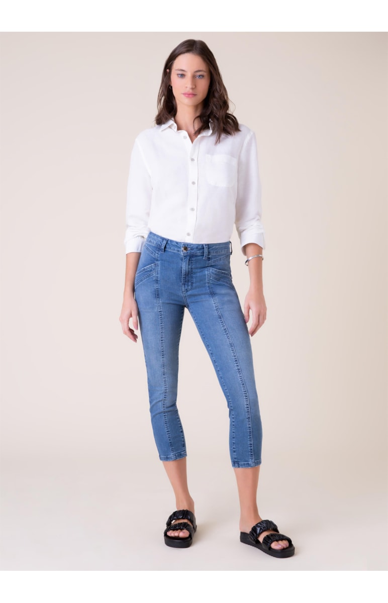 Calça Jeans Sofia Cigarrete Recortes 322 Lav.Medio C/ Use
