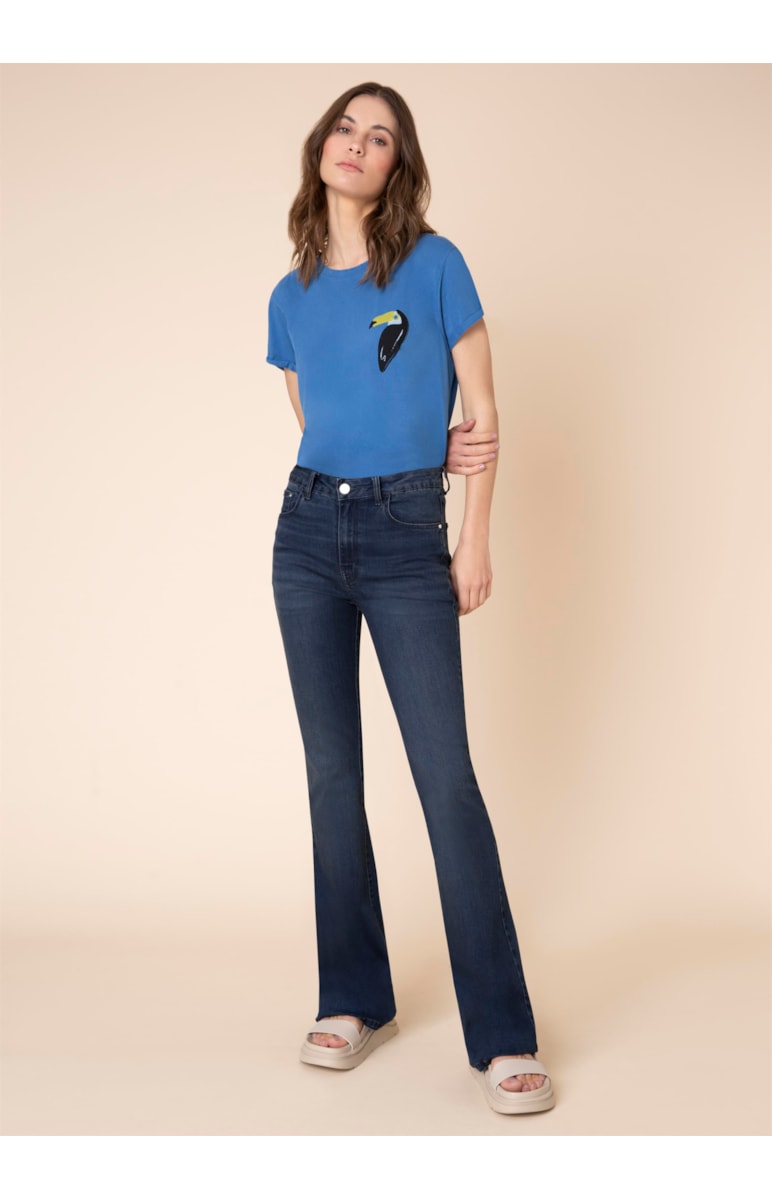 Calça Jeans Sofia Flare Recortes 325 Lav.Escuro C/ Use