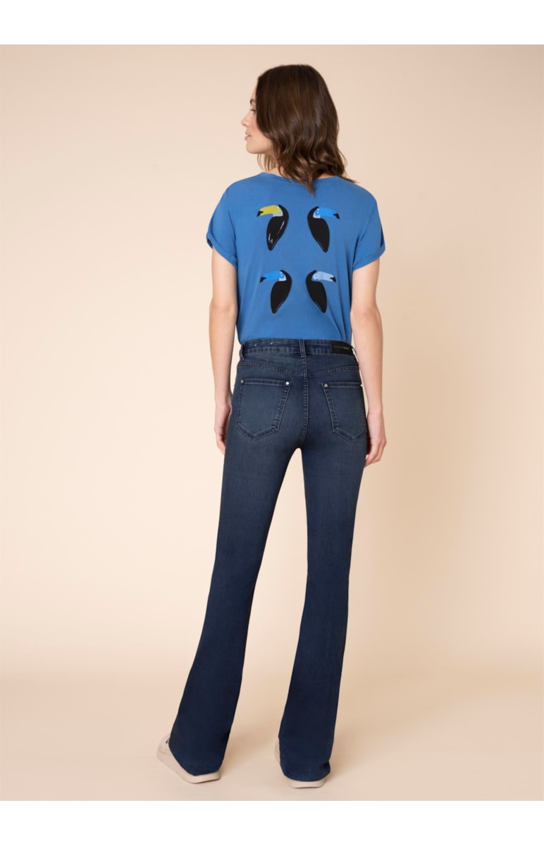 Calça Jeans Sofia Flare Recortes 325 Lav.Escuro C/ Use